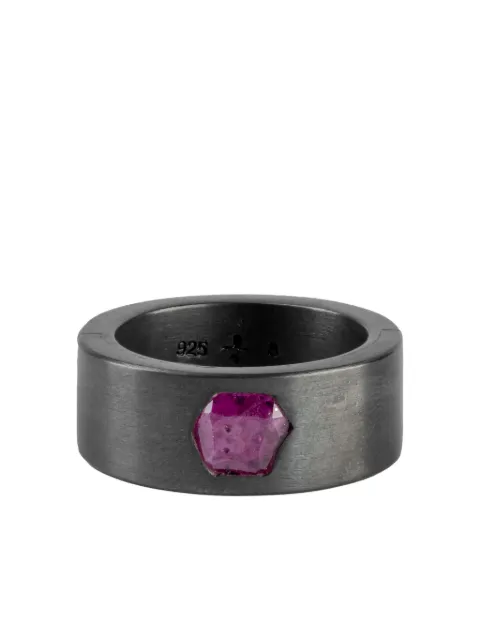 Parts of Four oxidised silver Sistema ruby ring