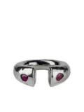 Parts of Four sterling silver Little Druid ruby ring - PARUB POLISHED STERLING SILVER / ROUGH RUBY (FACETED)