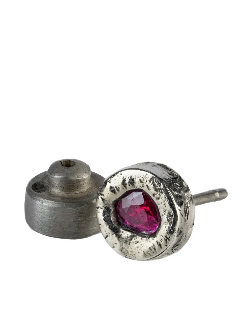 Parts Of Four Sterling-silver Stud Ruby Earring