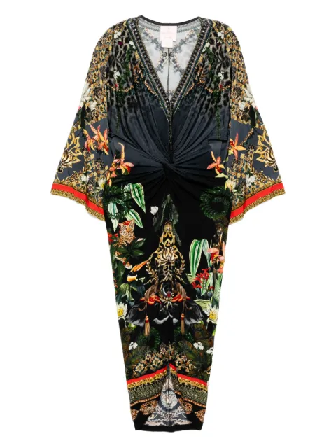 Camilla long split front twist dress