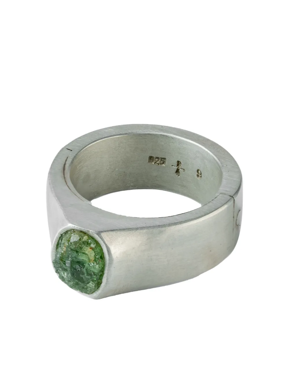 Parts of Four terrestrial surfaced peridot ring - Argento