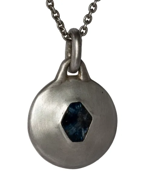 Parts of Four sterling-silver Disk sapphire slab necklace