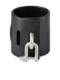 Parts of Four sterling silver Restraint leather chain bracelet - Black