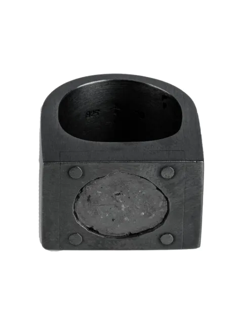 Parts of Four oxidised sterling-silver Ring Single diamond ring