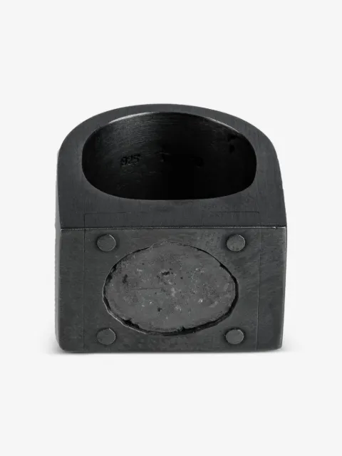 Parts of Four oxidised sterling-silver Ring Single diamond ring