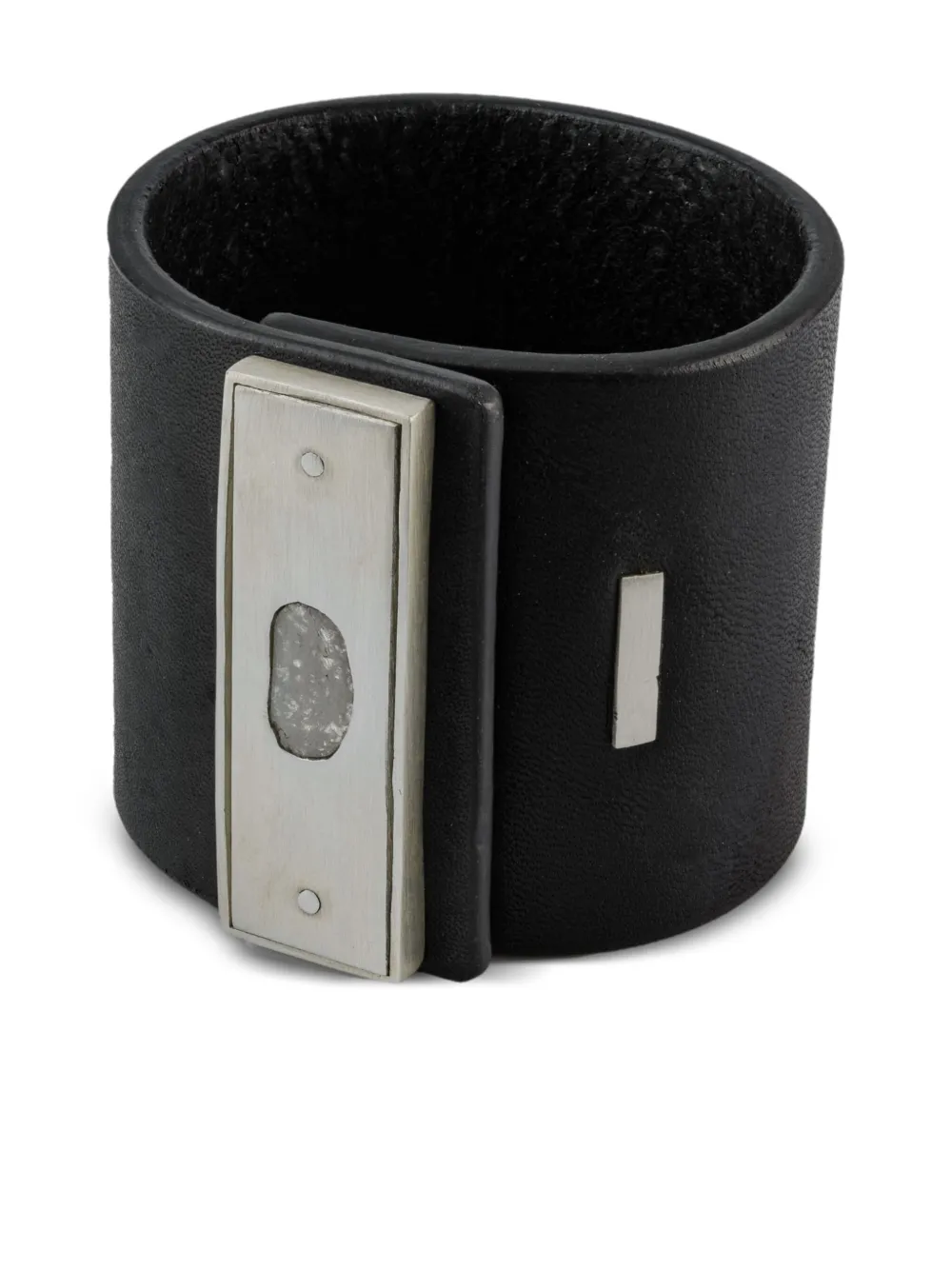 Parts of Four sterling silver and diamond leather-strap bracelet | Black | Image 1