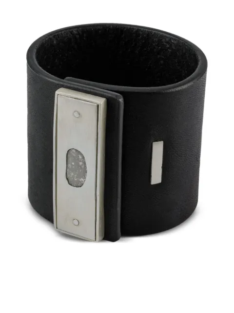Parts of Four sterling silver and diamond leather-strap bracelet
