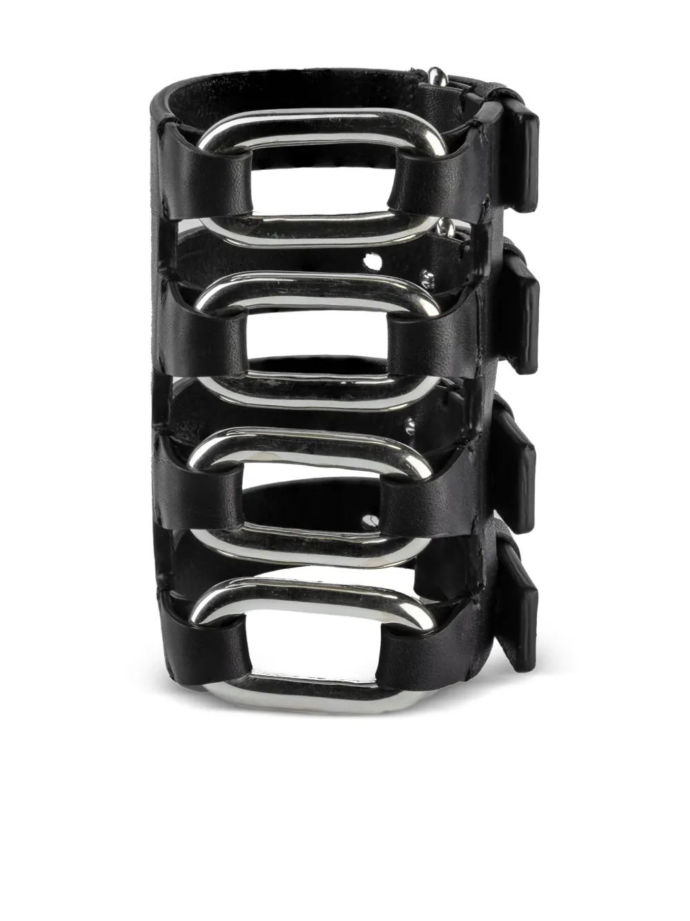 Parts of Four sterling silver link-buckle gauntlet | Black | Image 1