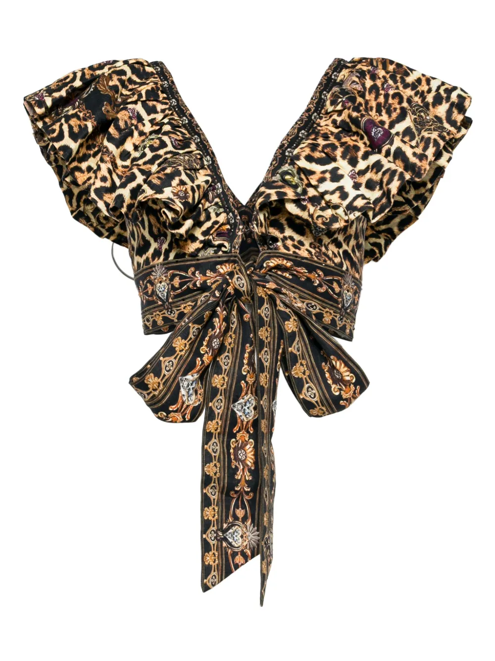 Camilla Top a portafoglio con ruches - Marrone