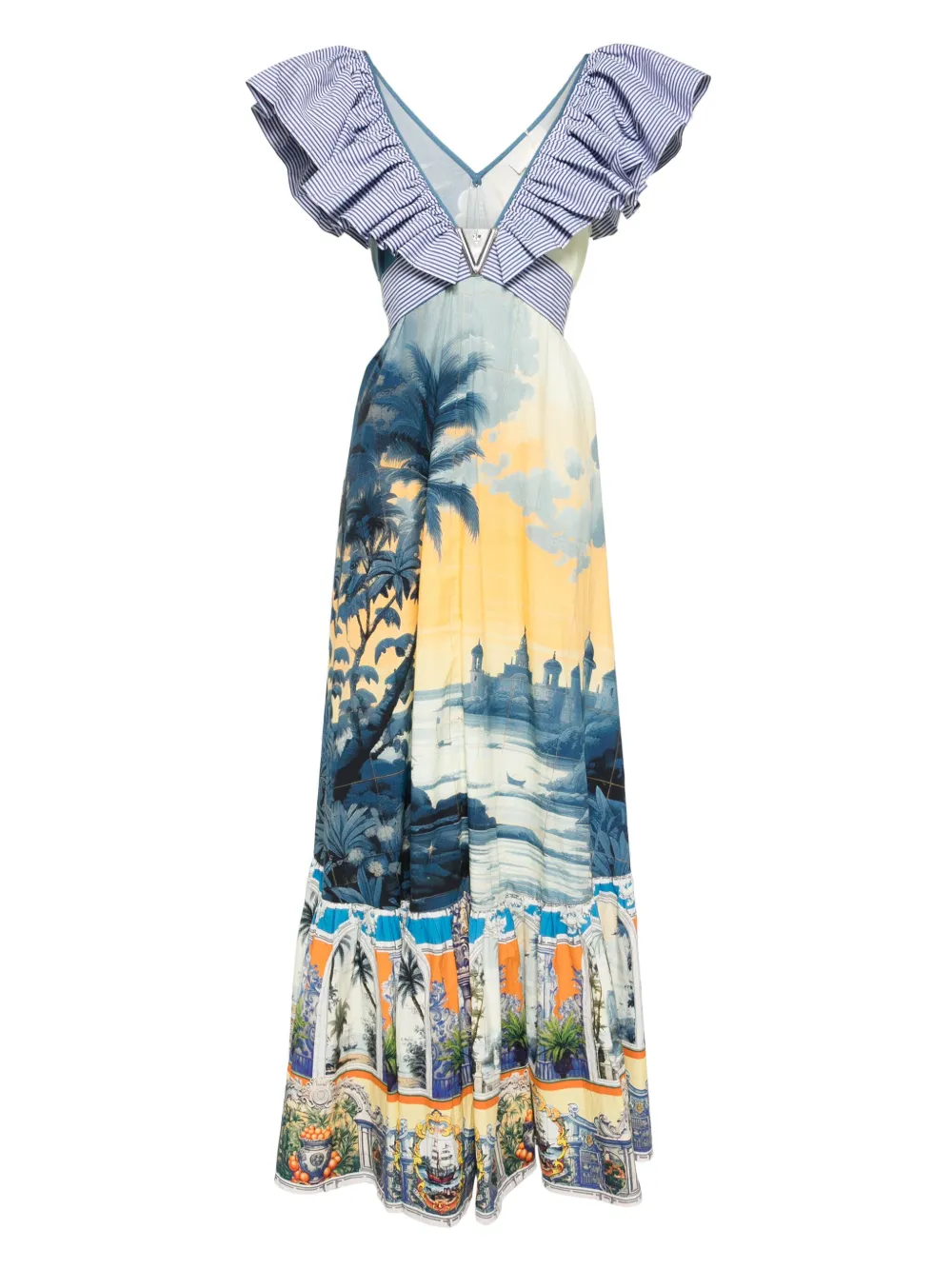 Camilla Jurk met franje hals Blauw
