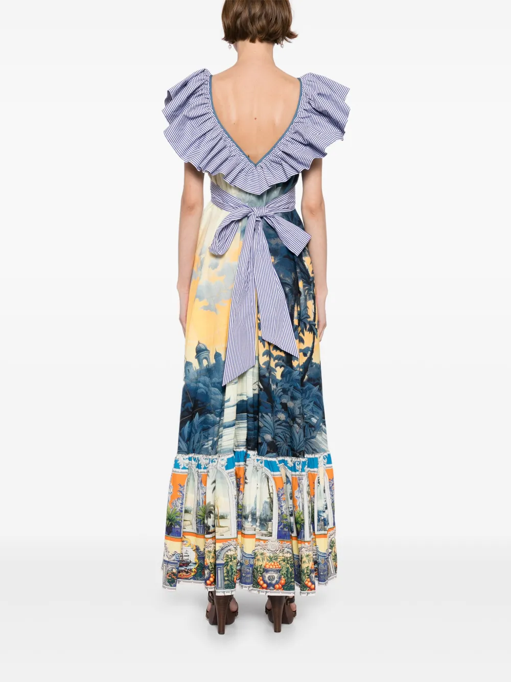 Camilla Jurk met franje hals Blauw