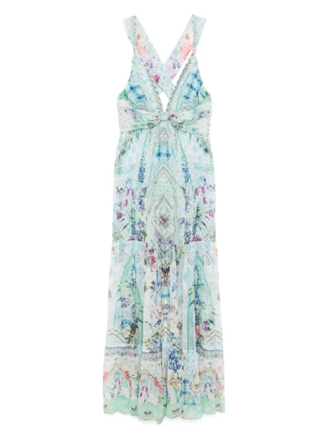 Camilla bead-strap gathered panelled dress