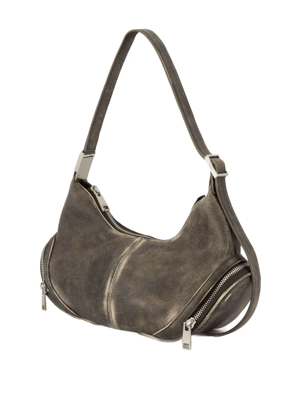 zip-detailed shoulder bag