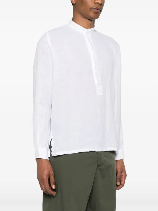 Original Vintage Style Linen Henley Top | White | FARFETCH UZ