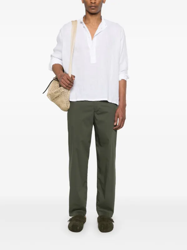 Original Vintage Style Linen Henley Top | White | FARFETCH
