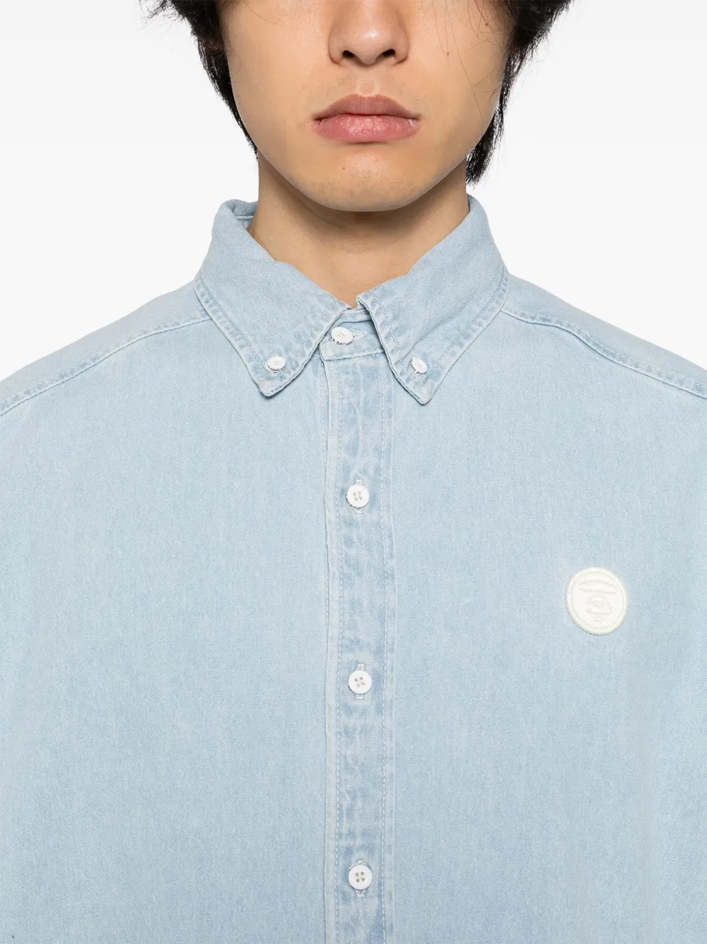 AAPE BY *A BATHING APE Denim overhemd met logopatch Blauw