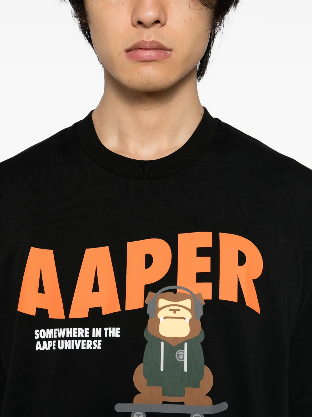 AAPE BY *A BATHING APE T-shirt met grafische print Zwart