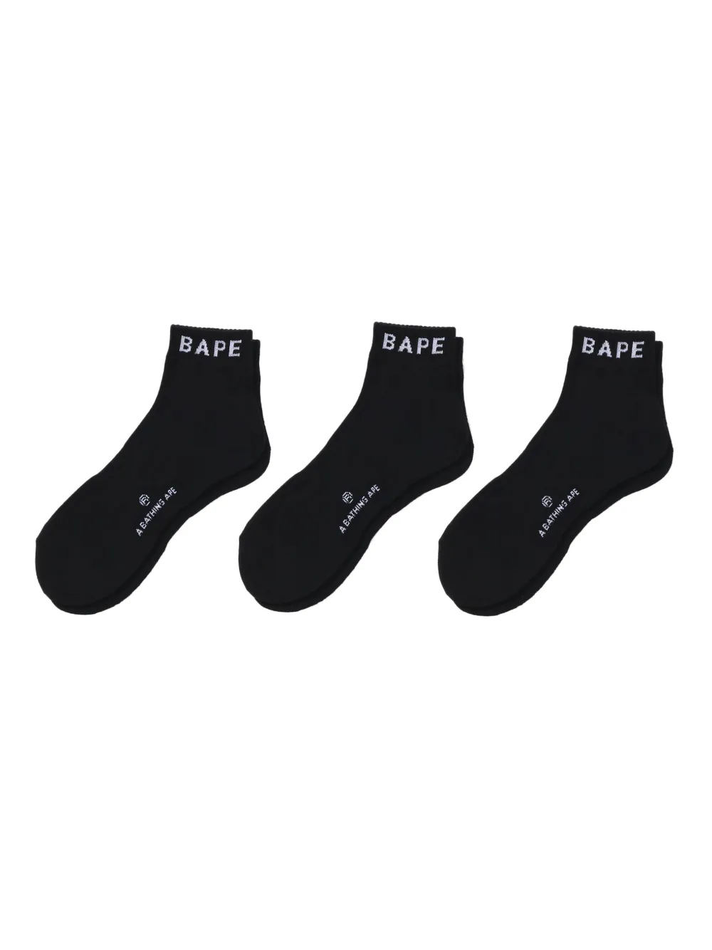 A BATHING APE® logo-embellished ankle socks (pack of three) | Black | Image 1