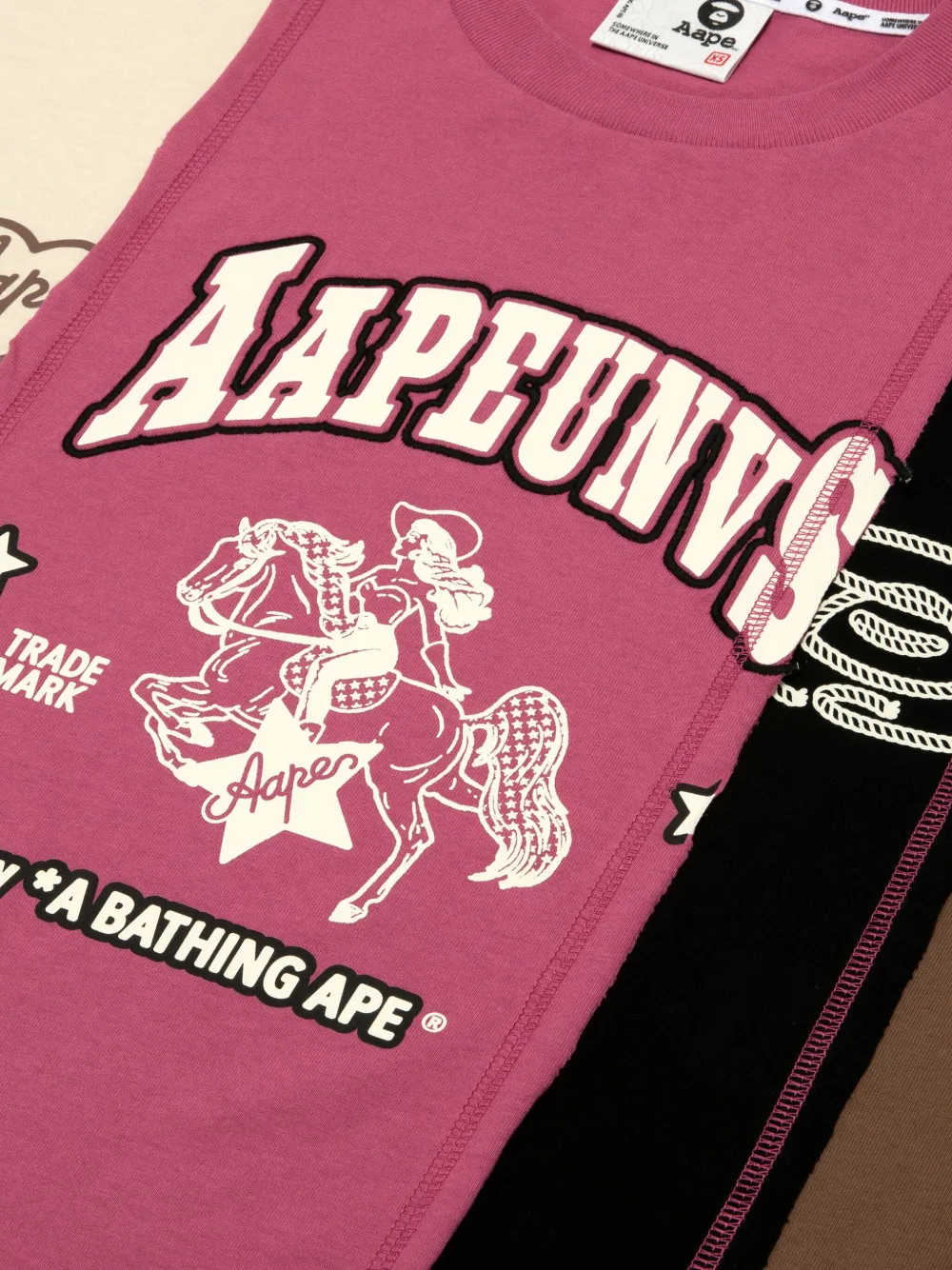AAPE BY *A BATHING APE T-shirt met colourblocking Roze