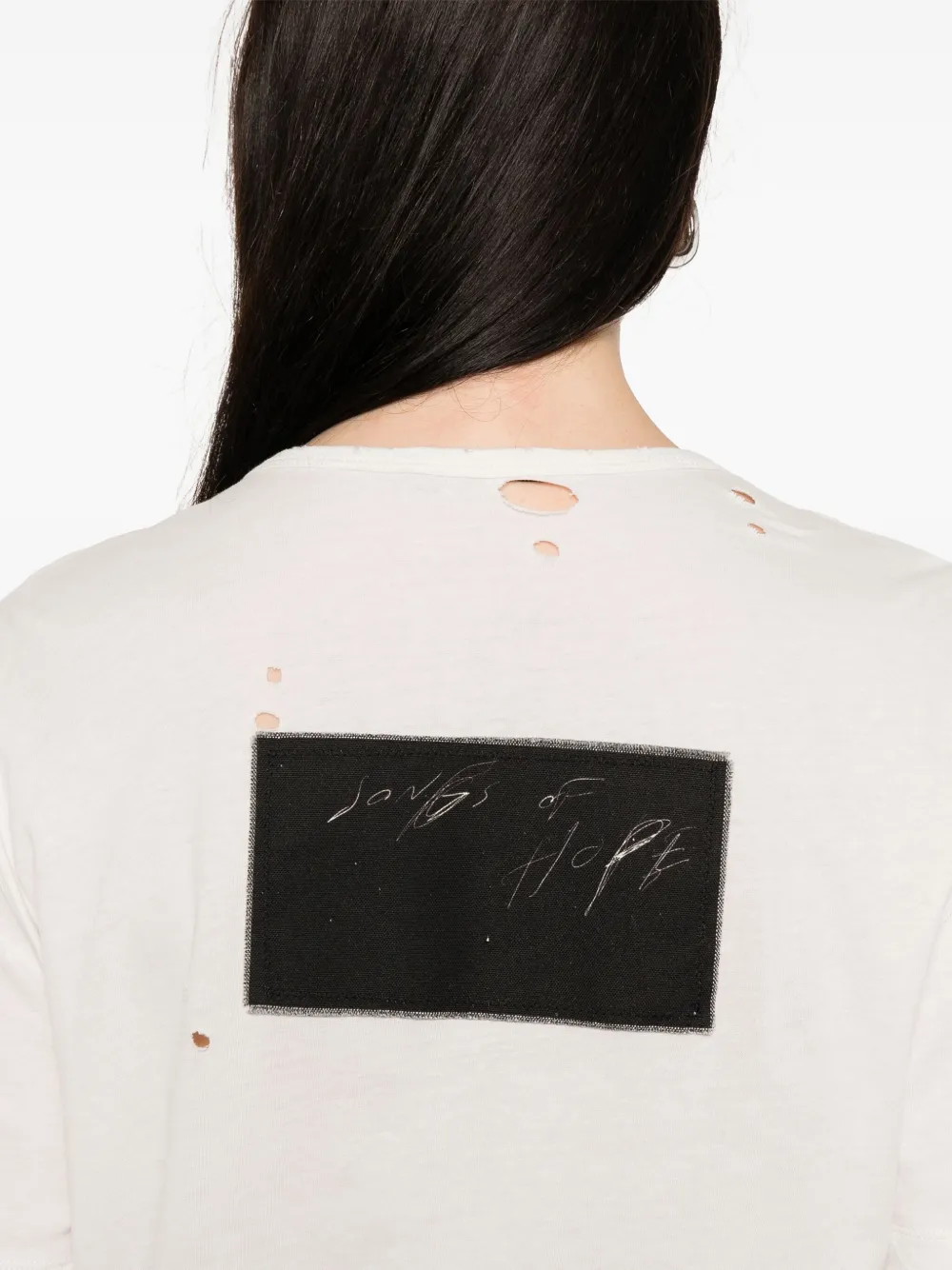 Ann Demeulemeester T-shirt met patchdetail Beige