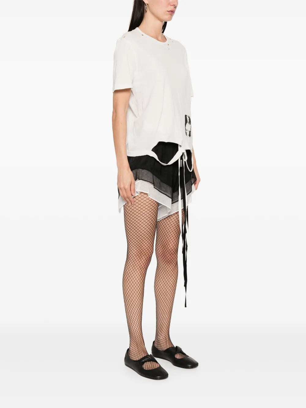 Ann Demeulemeester T-shirt met patchdetail Beige