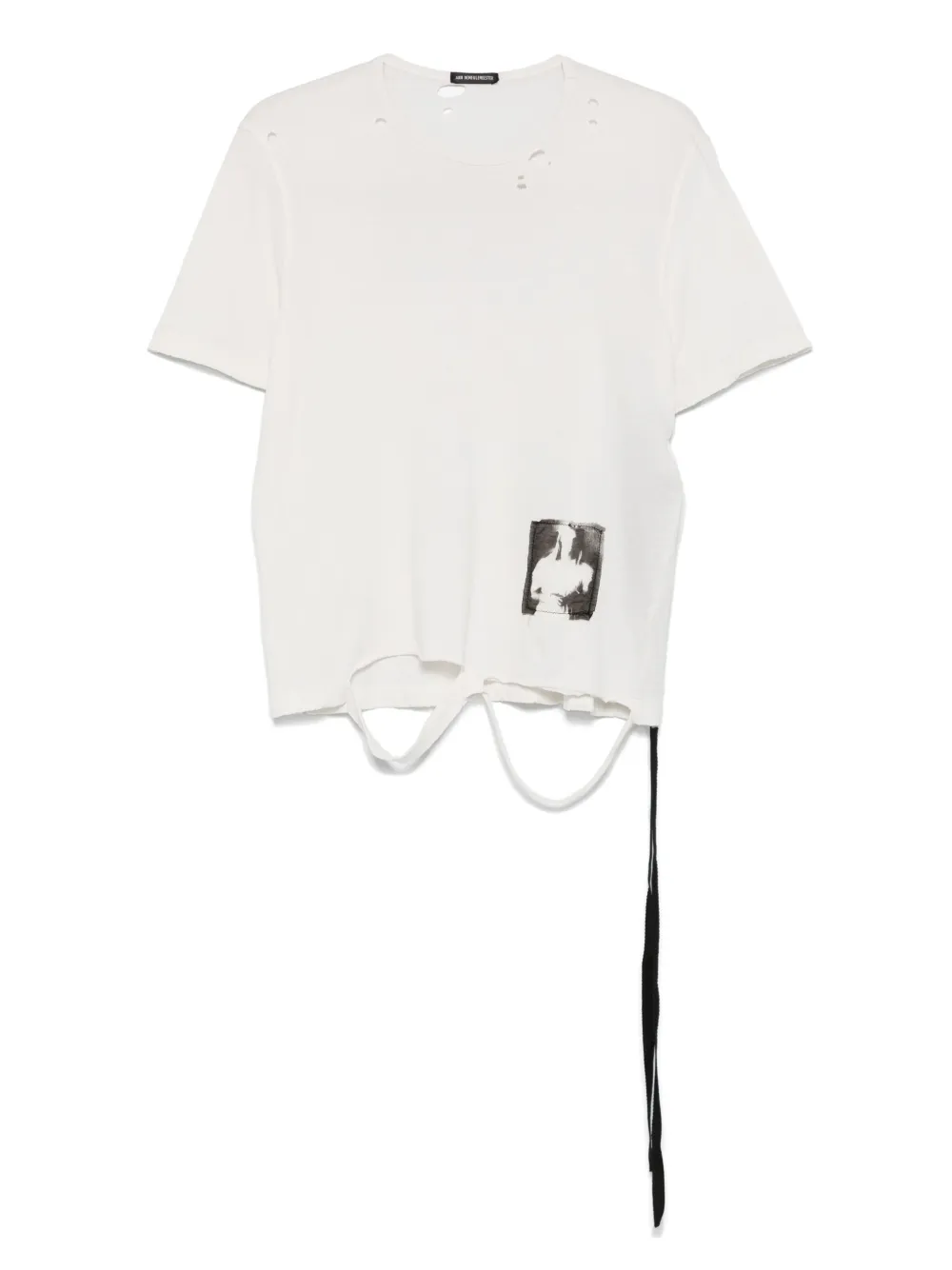 Ann Demeulemeester T-shirt met patchdetail Beige