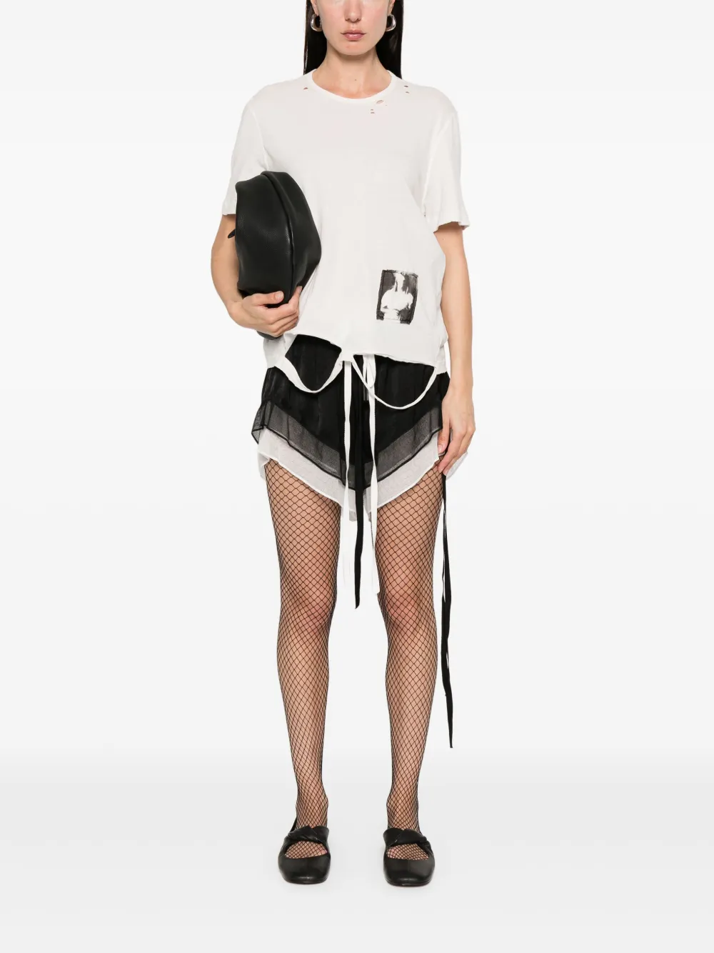 Ann Demeulemeester T-shirt met patchdetail Beige
