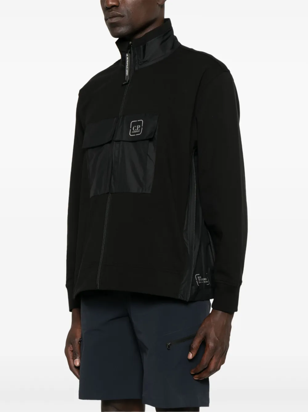 C.P. Company Stretch-fleece sweater met vlakken Zwart