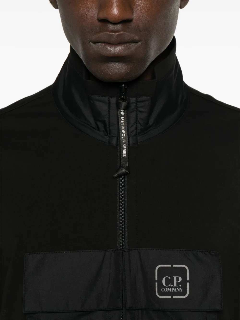 C.P. Company Stretch-fleece sweater met vlakken Zwart