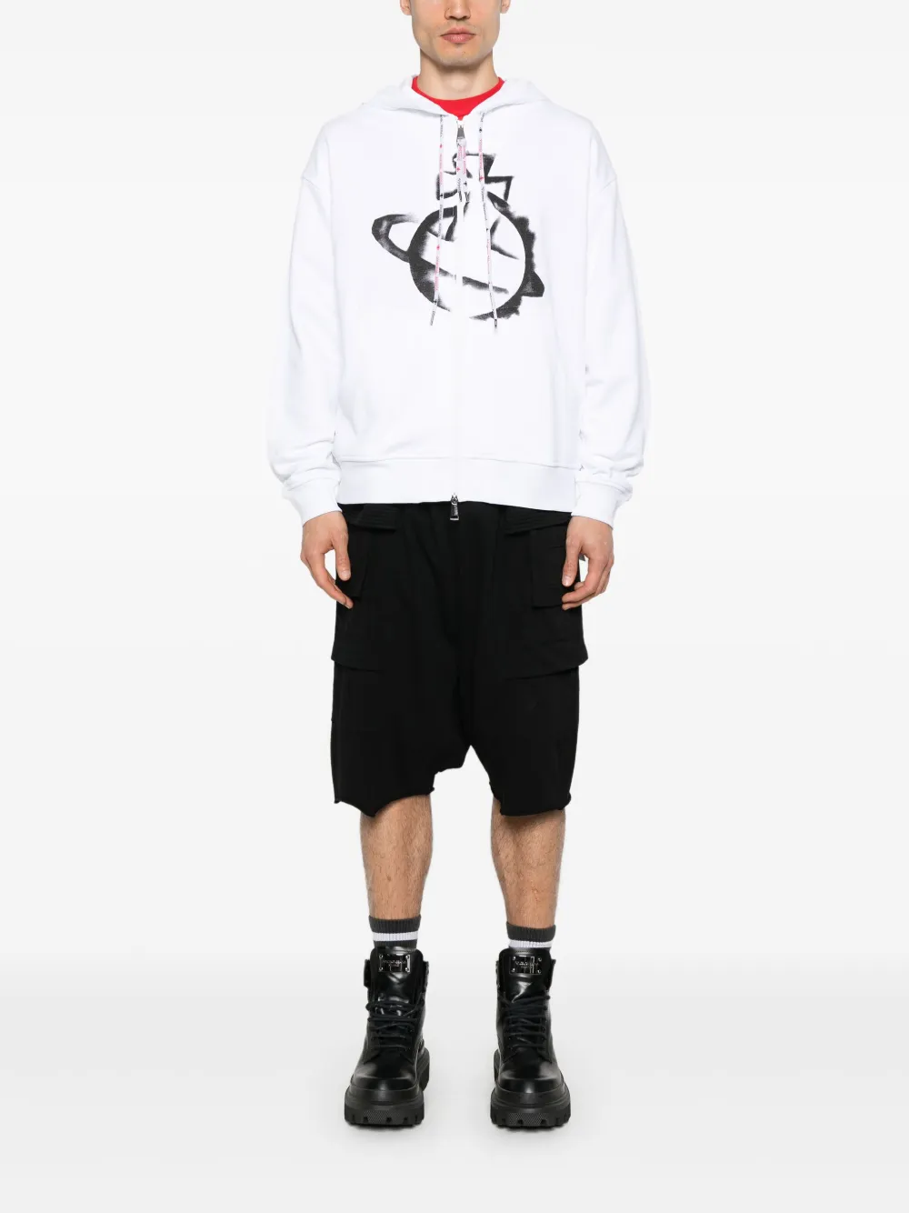 Vivienne Westwood Hoodie met rits en Orb-print Wit