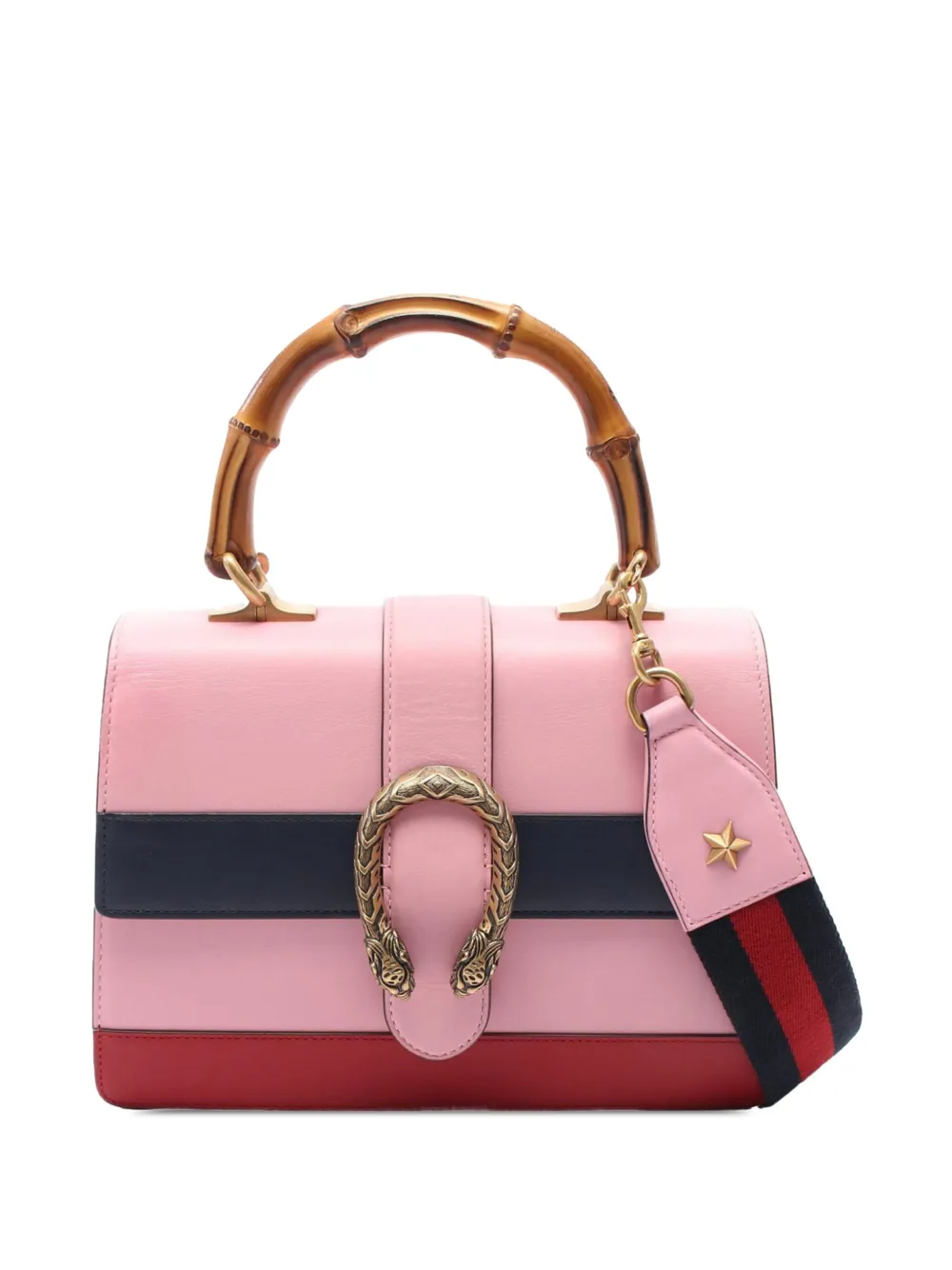 Pre-owned Gucci 2016-2024 Medium Leather Bamboo Dionysus Web Satchel In Pink