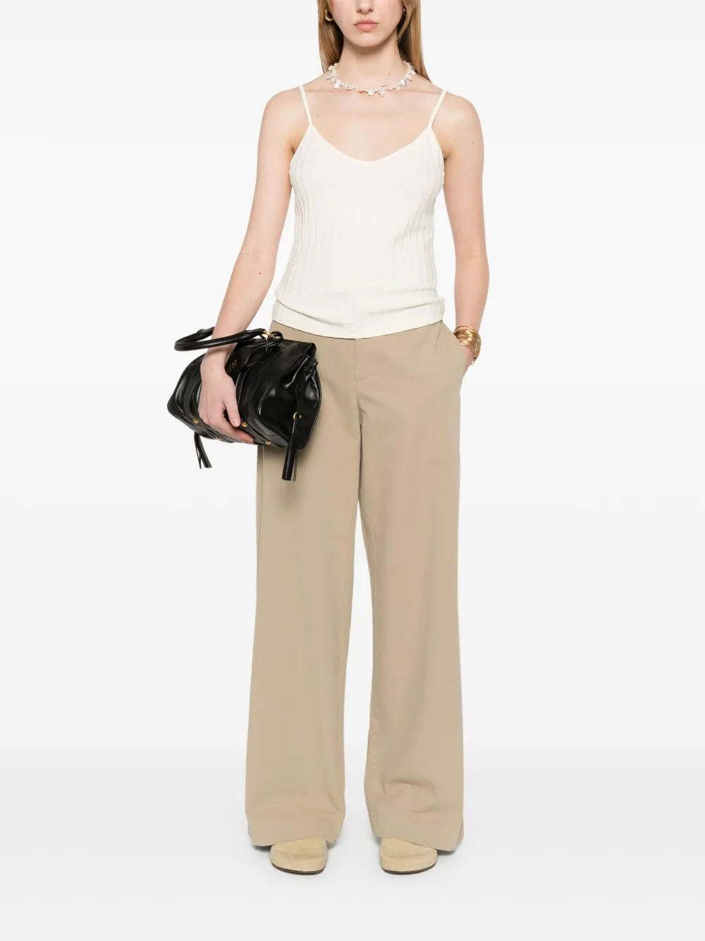 Vince Geribbelde tanktop Beige