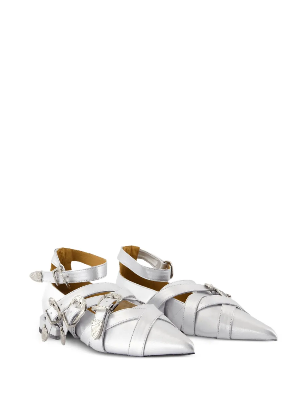 Toga Pulla Ballerina's met puntige neus en gesp Zilver