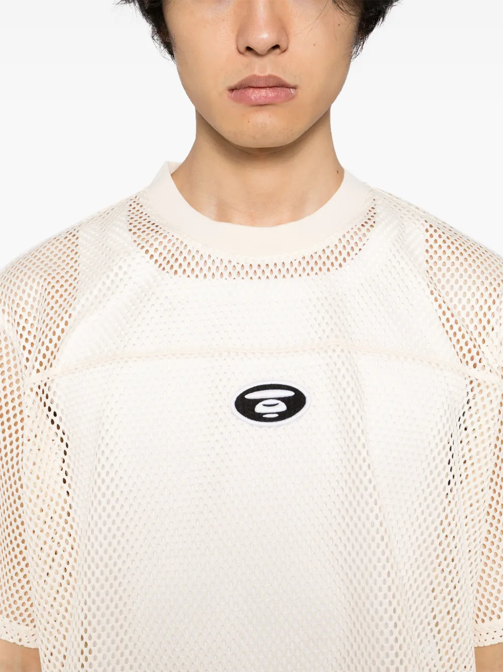 AAPE BY *A BATHING APE T-shirt met logopatch Beige