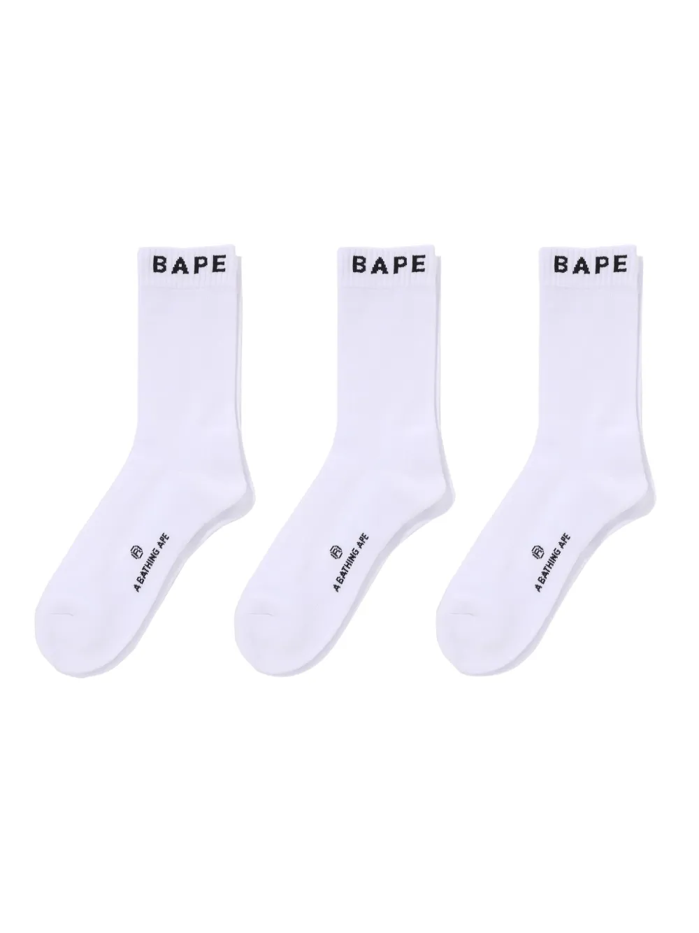A BATHING APE® logo-embellished socks (pack of three) | White | Image 1