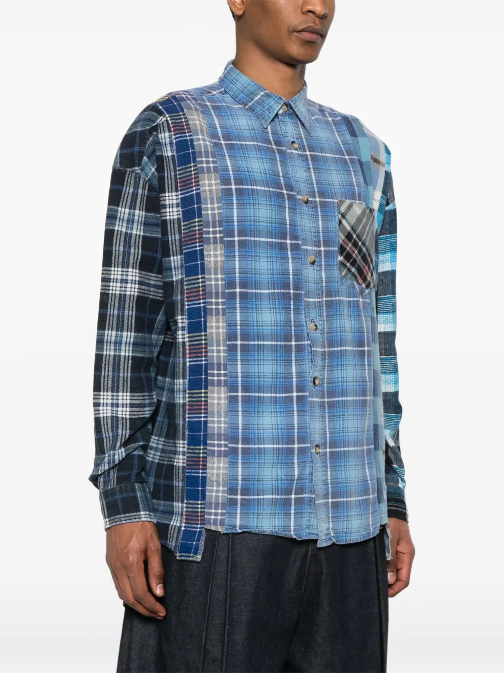 Needles Overhemd met vlakken Blauw