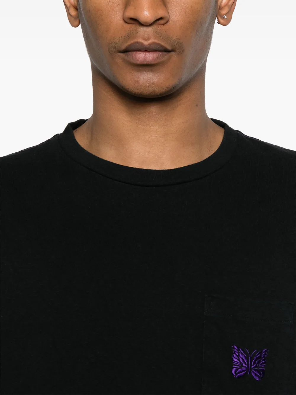 Needles T-shirt met geborduurde vlinder Zwart