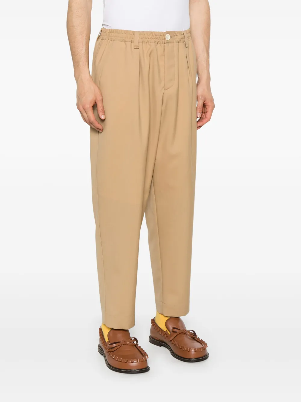 Marni Wollen broek met trekkoordtaille Bruin