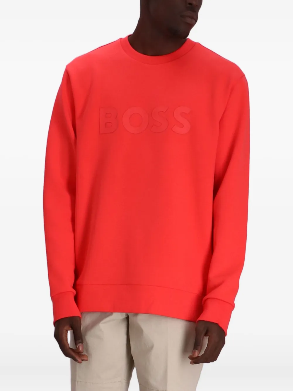 BOSS Salbo sweater met logo-reliëf Rood