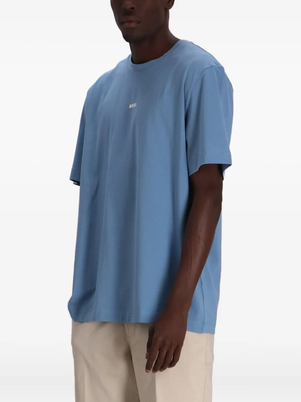 Shop Hugo Boss Logo-embroidered T-shirt In Blue