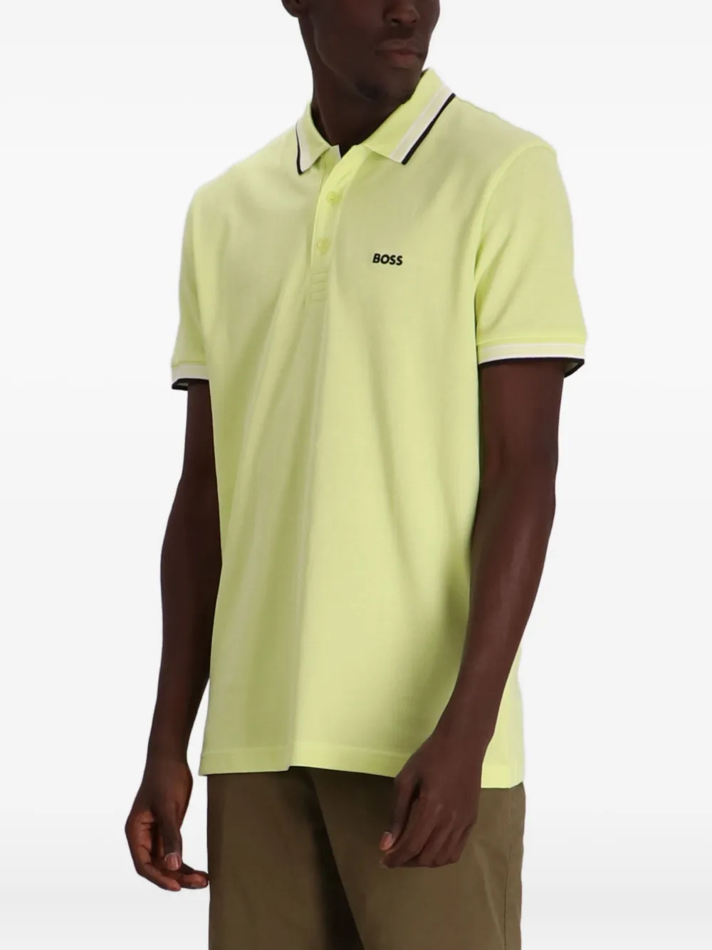 BOSS Paddy poloshirt met gestreepte kraag Geel