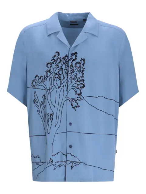 BOSS Rayer tree-illustration short-sleeve shirt