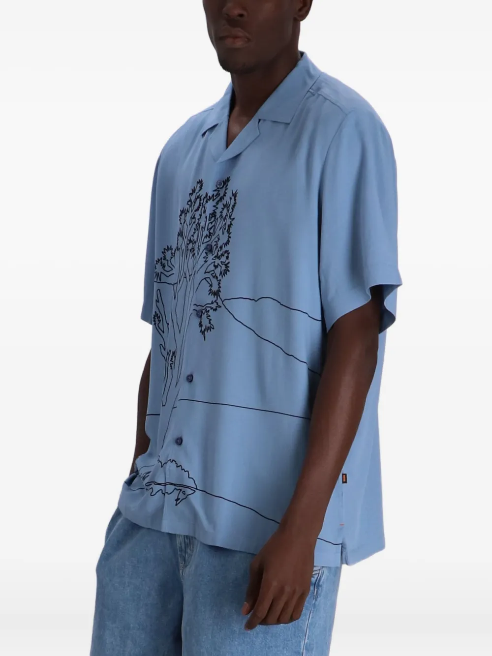 BOSS Rayer overhemd met print en korte mouwen Blauw