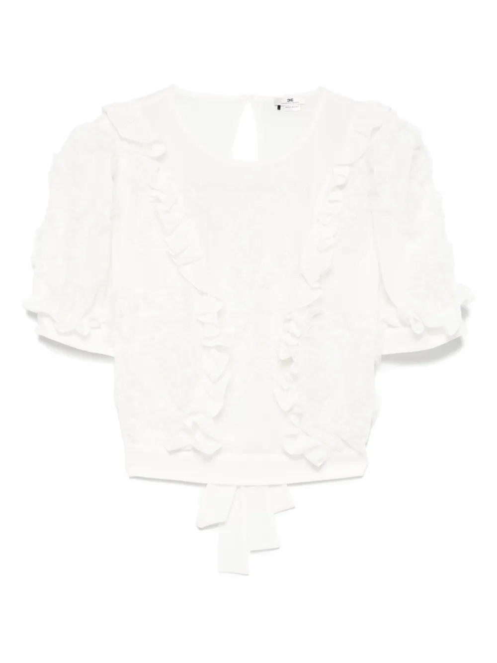 Elisabetta Franchi Top met ruches en borduurwerk Wit
