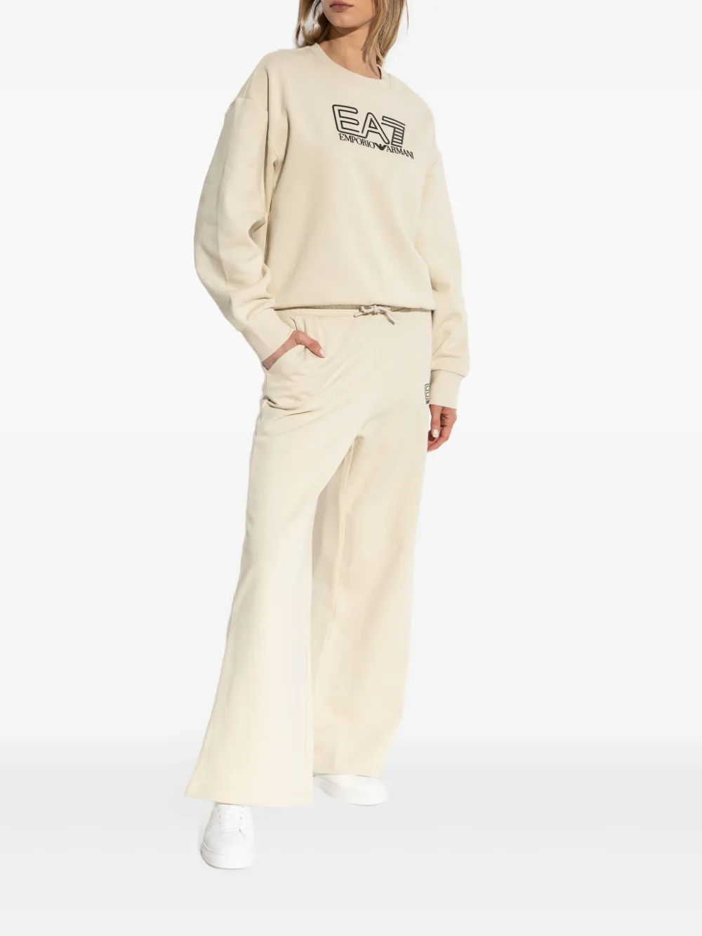 Ea7 Emporio Armani Sweater met logoprint Beige