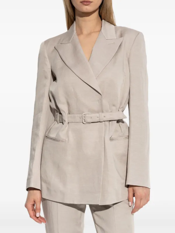Emporio Armani Belted Jacket | Neutrals | FARFETCH AO