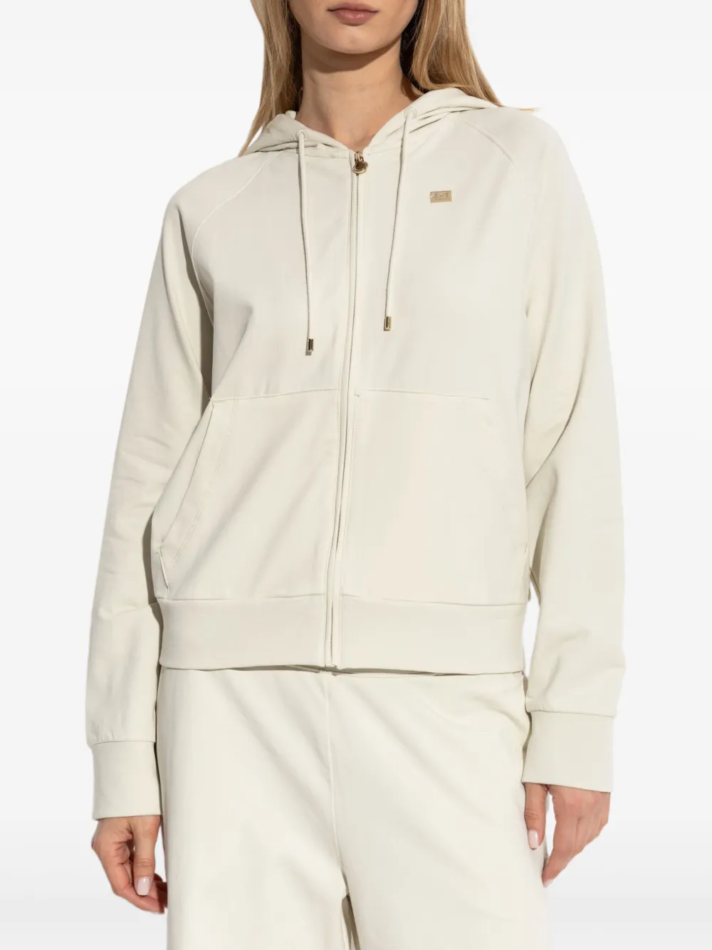 Ea7 Emporio Armani Hoodie met rits Beige