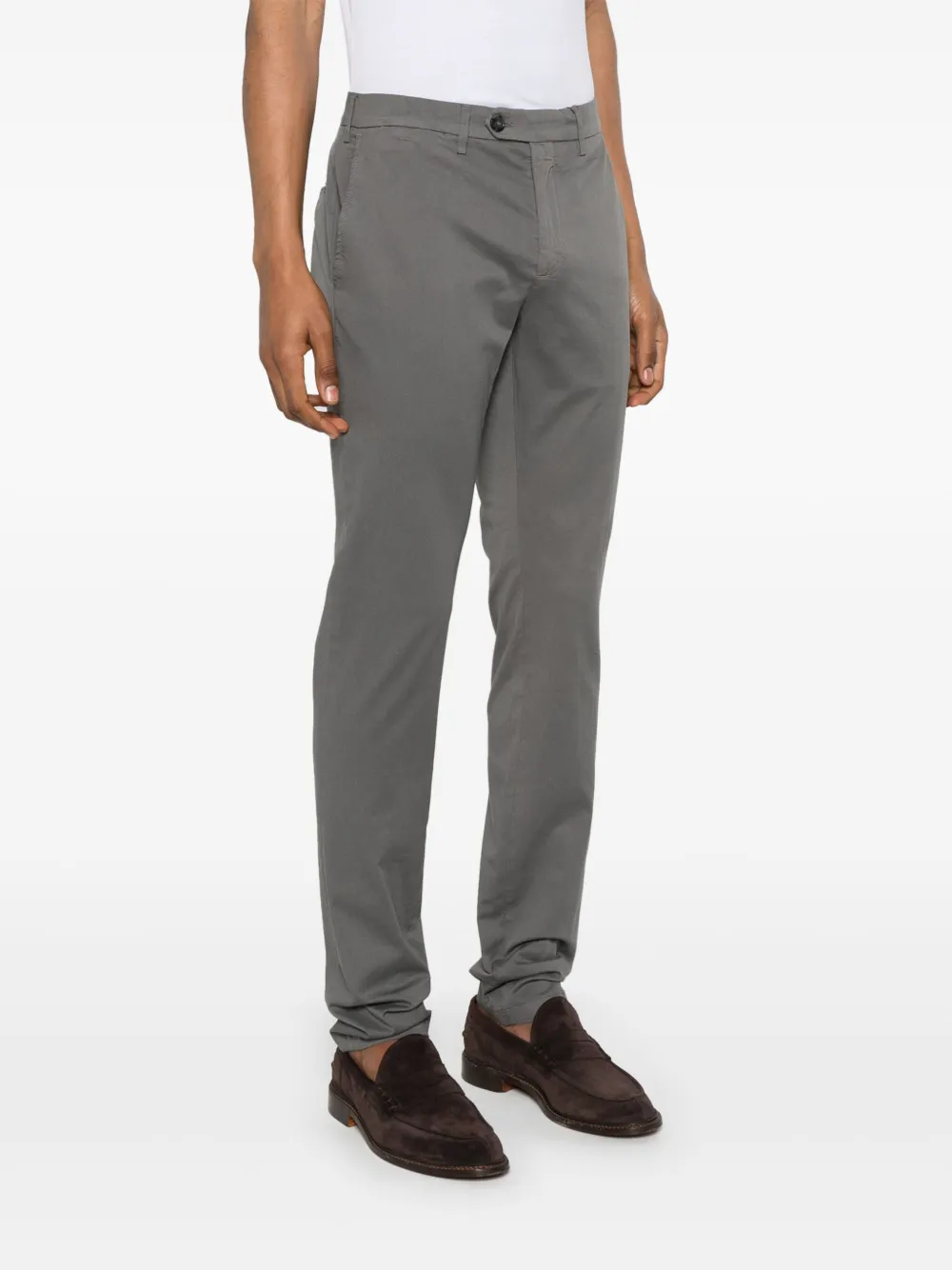 Canali Chino van stretch-katoen Grijs