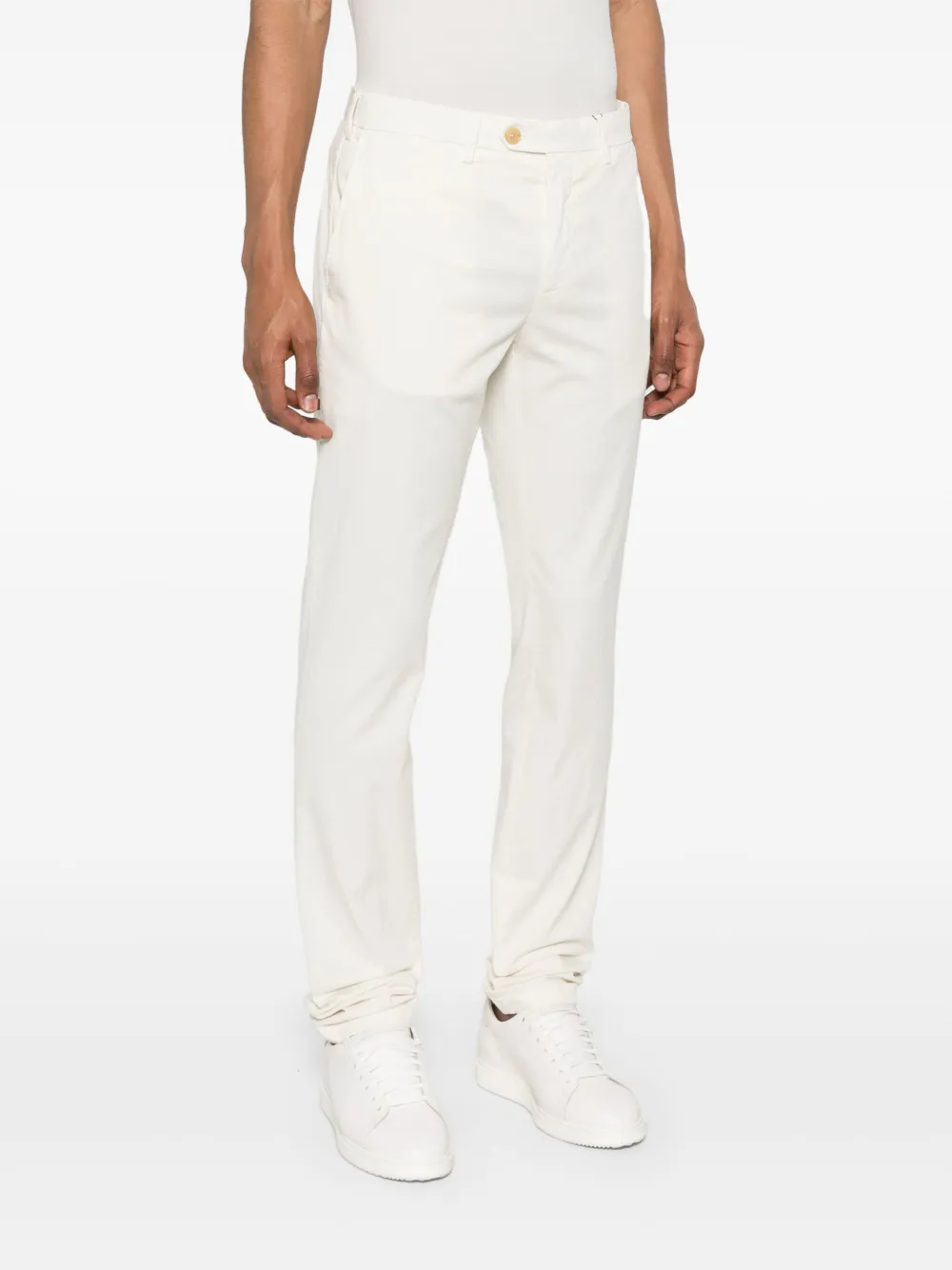 Canali Chino van stretch-katoen Wit