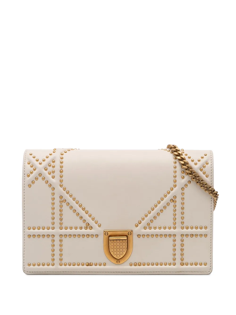 Christian Dior Pre-Owned 2018 スタッズ ディオラマ ショルダーバッグ S - ホワイト Christian Dior Pre-Owned 2018 スタッズ ディオラマ ショルダーバッグ S - ホワイト